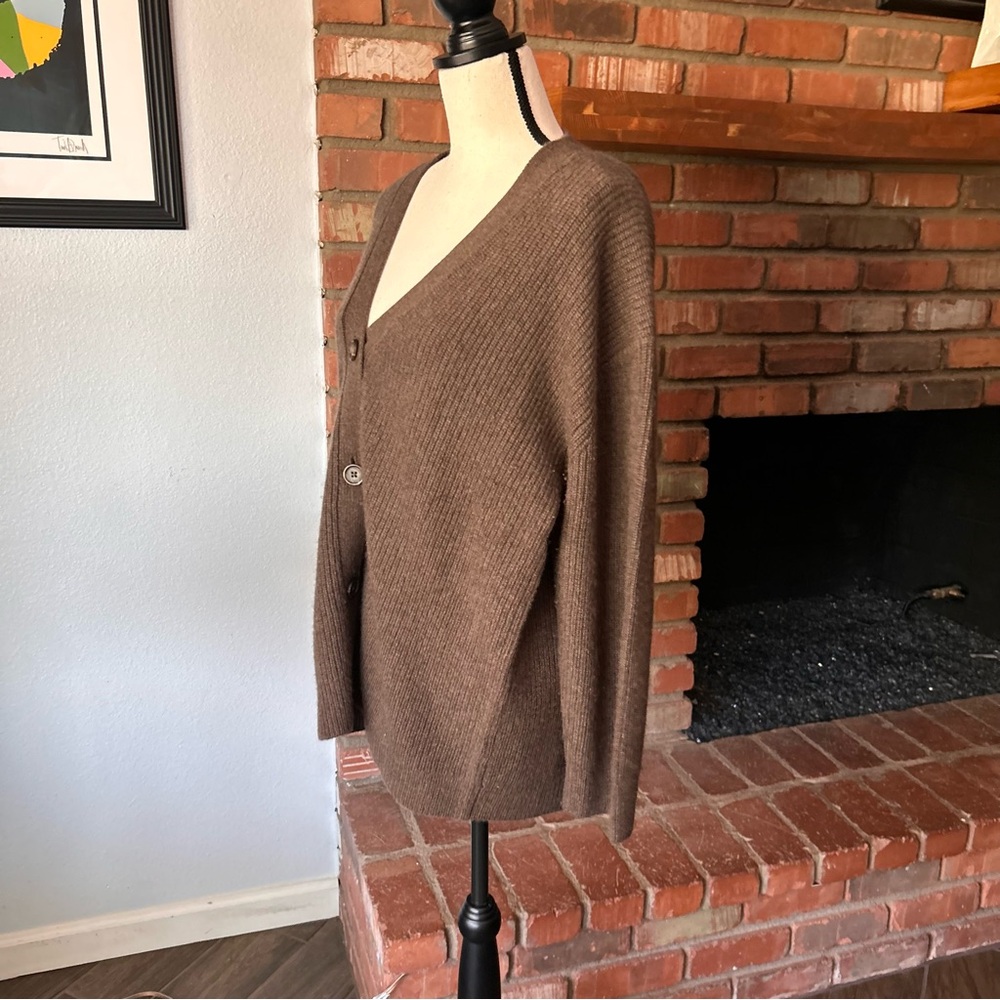 Quince Mongolian Cashmere Oversized Boyfriend Cardigan Sweater in Brown Sz S - Picture 6 of 11
